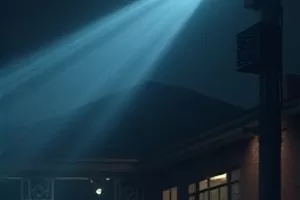 文艺剧《半山雨》剧照，盘山公路上的单人雨伞